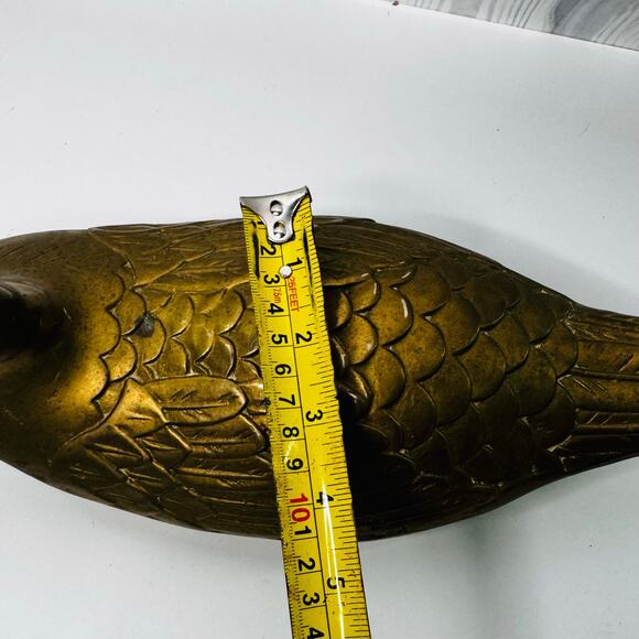 Vintage Ornate Large Brass Full Size Duck Decoy Statue Door Stop Figurine 13” - Picture 5 of 6